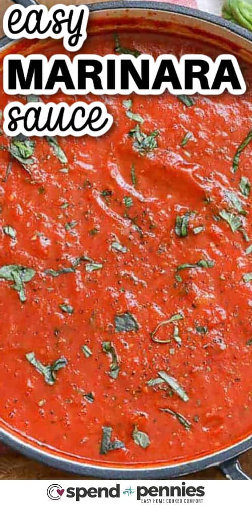 a pot full of Marinara Sauce with writing