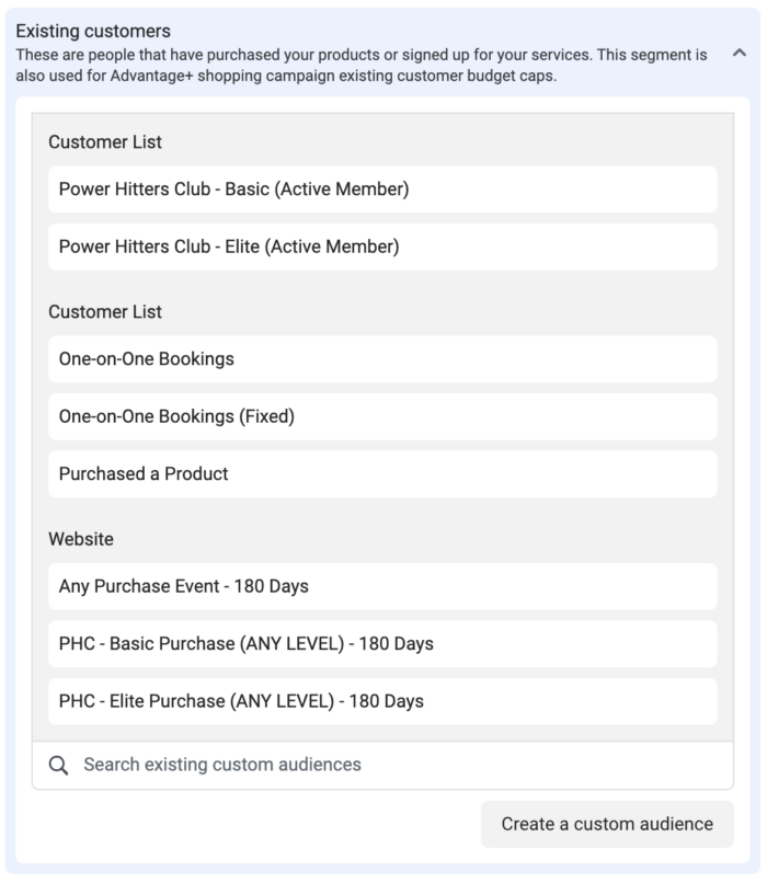 Existing Customers Audience Segment