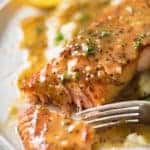 Honey Mustard Salmon with a fork