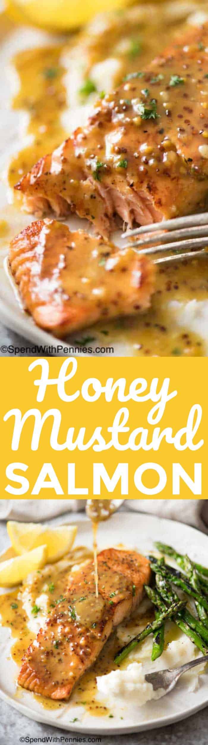 Honey Mustard Salmon with writing