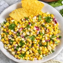 plated Corn Salsa with chips