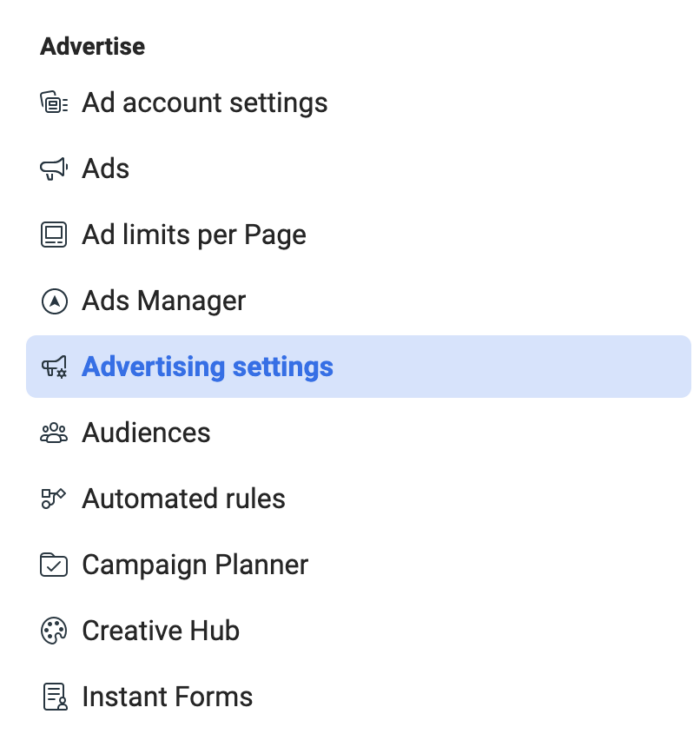 Advertising Settings
