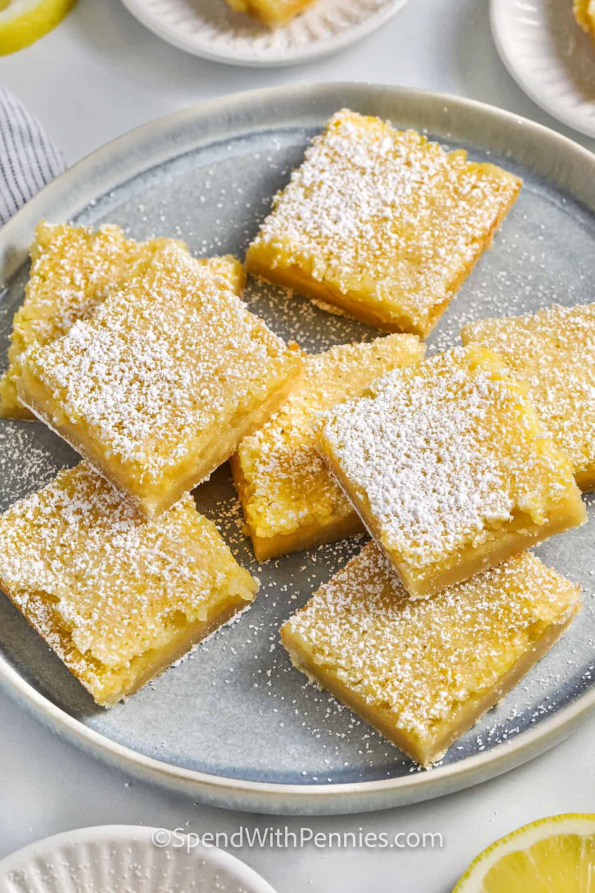 a plate of lemon bars