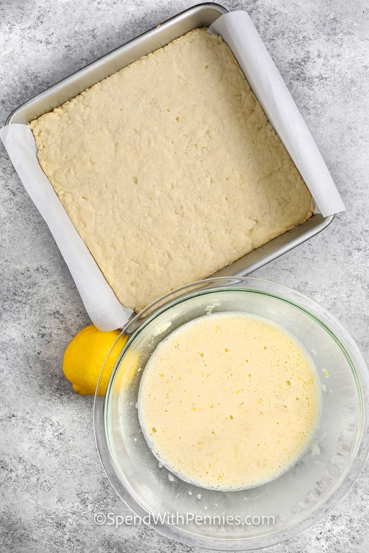 lemon bars being prepared