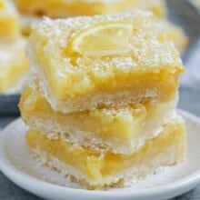 slices of Easy Lemon Bars Recipe on a plate