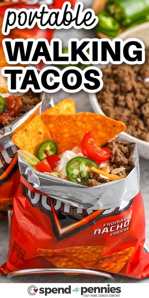 portable walking tacos with a title