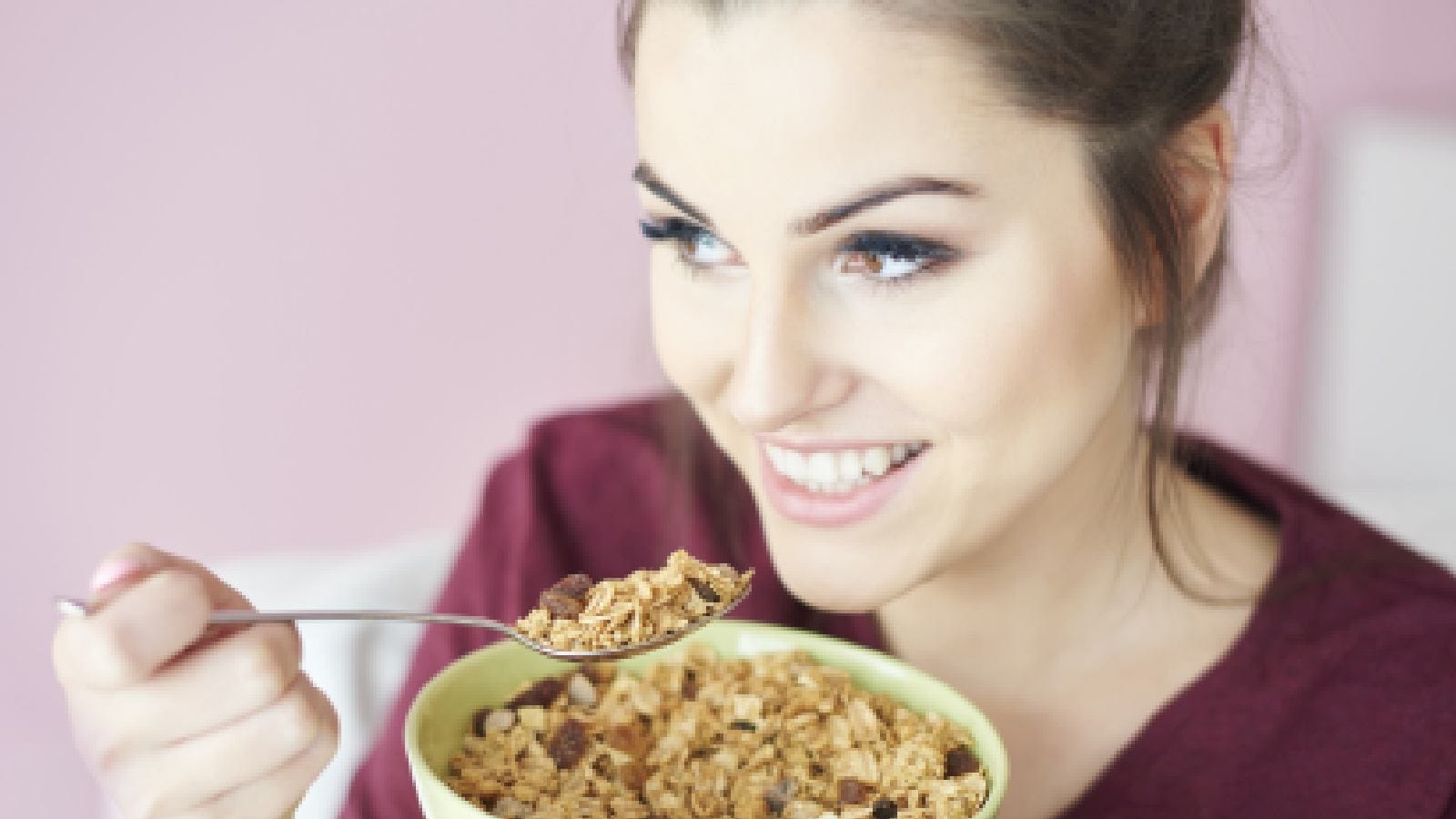 Woman eating healthy food