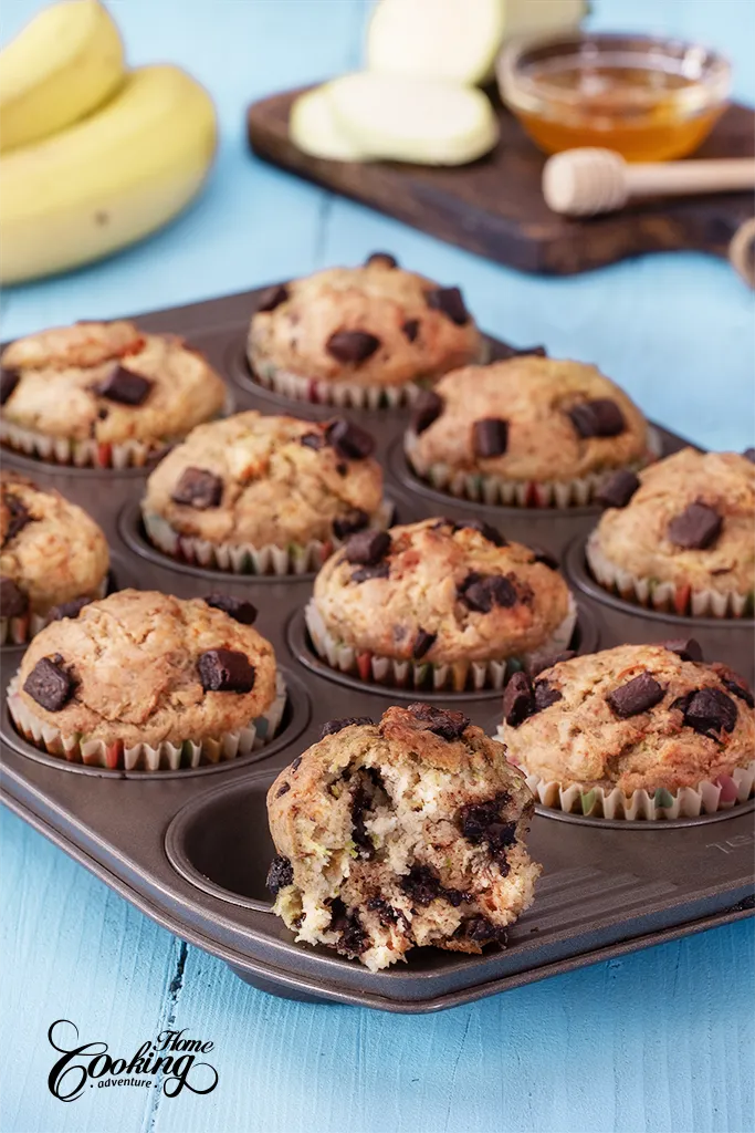 Banana Zucchini Chocolate Chip Muffins