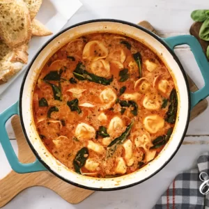 Tortellini Soup with Italian Sausage and Spinach