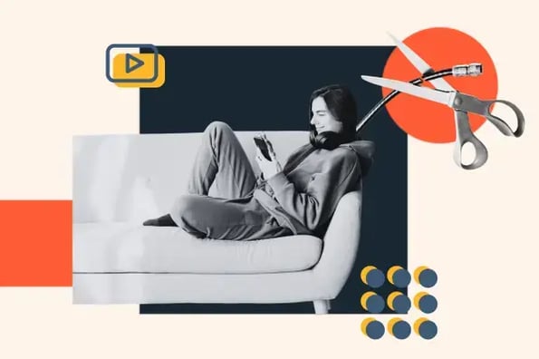 Newsletter reader watches YouTube video on her smartphone while lying on a couch