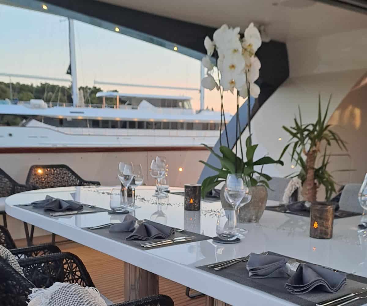 table setting on a yacht photo CharterWorld