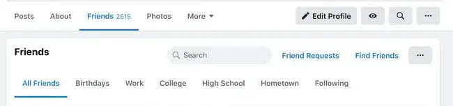 Screenshot showing where friends appear on a Facebook profile