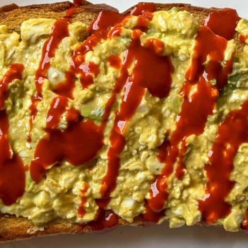 25 High Protein Cottage Cheese Recipes : Watch Learn Eat 24 Single-Slice-Avocado-Cottage-Cheese-on Sourdough toast with hot sauce drizzle