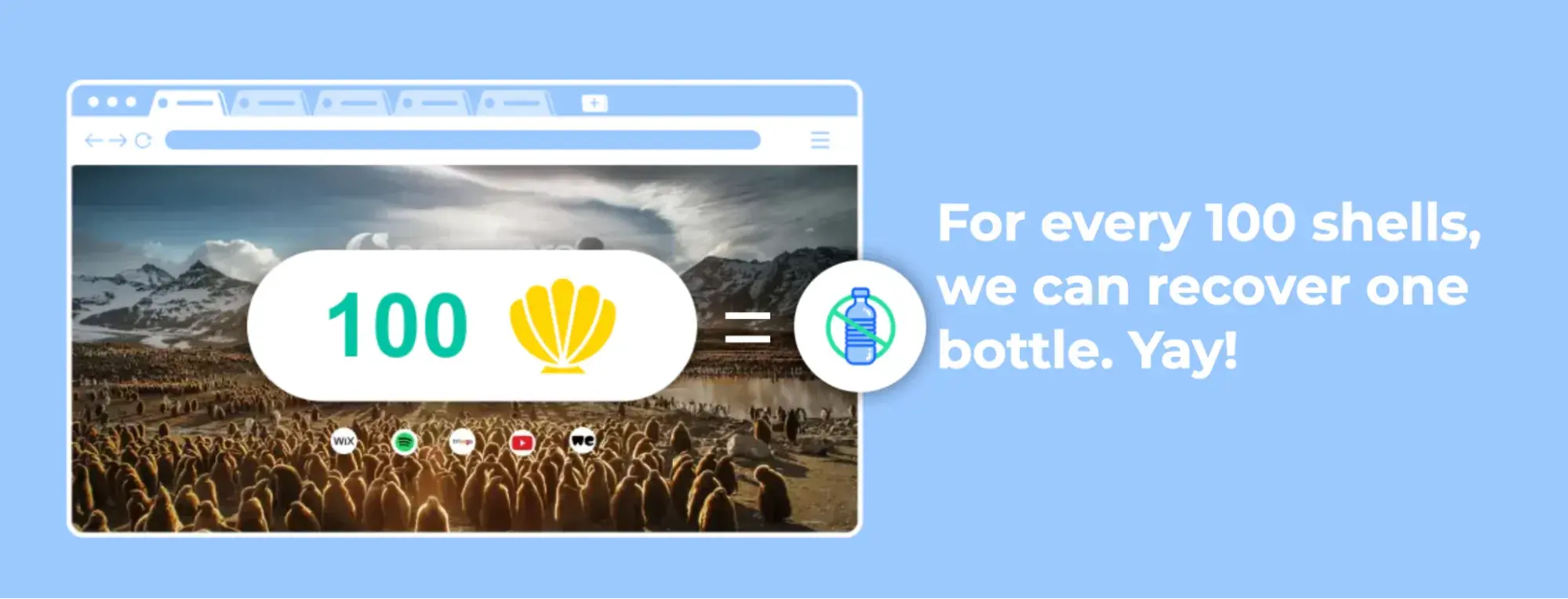 For every 100 shells earned, OceanHero can recover one plastic bottle.