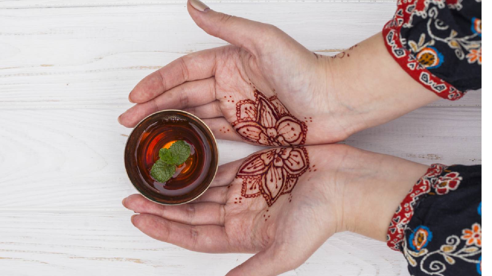 A woman with henna on her hands