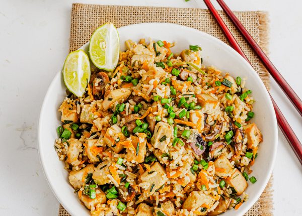 High Protein Tofu Fried Rice with Mushrooms- Flavor Quotient