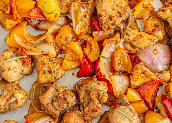 Chicken Traybake with Peppers and Onions