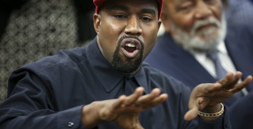 Rapper Kanye West speaks during a meeting with U.S. President Donald Trump in the Oval office of the White House on October 11, 2018 in Washington, DC.