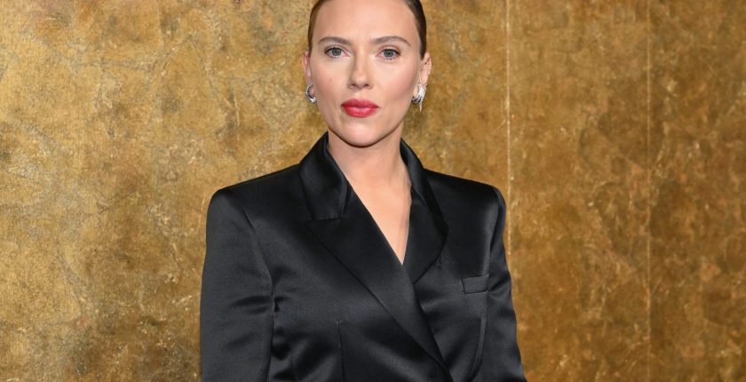 Scarlett Johansson arrives for The Albies hosted by the Clooney Foundation at the New York Public Library in New York City on September 28, 2023.