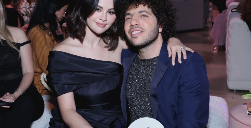 Selena Gomez and Benny Blanco attend the Second Annual Rare Impact Fund Benefit Supporting Youth Mental Health, hosted by Selena Gomez, at Nya Studios on October 24, 2024 in Los Angeles, California.