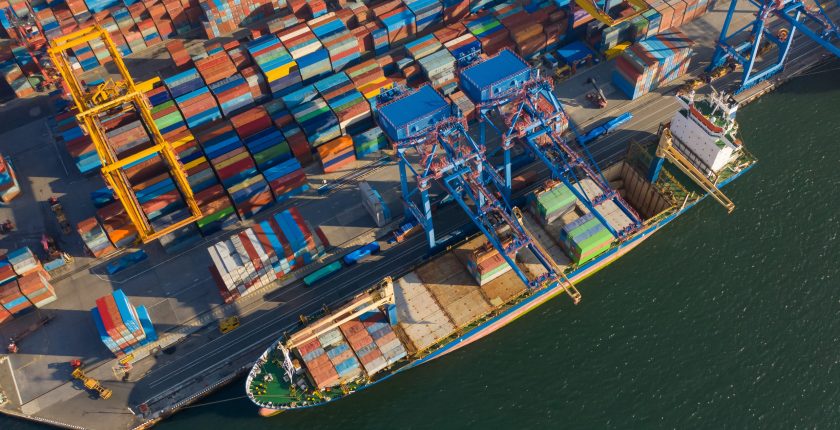 aerial view of container ship port 460687899 bigstock scaled